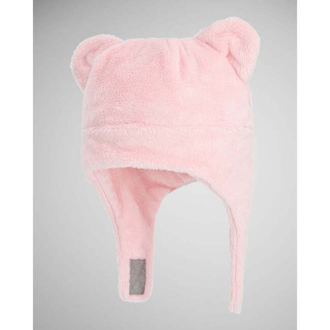 Teddy Fur Sherpa Under-Chin Strap Hook-N-Loop Hat, Pinkaboo