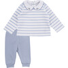 Stripe Top & Pant Set, Blue - Mixed Apparel Set - 1 - thumbnail