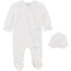 Lace Footed Coverall & Hat Set, Cream - Footie Pajamas - 1 - thumbnail