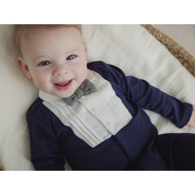 Tuxedo Footed Coveral, Navy - Footie Pajamas - 2