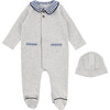 Footed Coverall & Hat Set, Grey - Footie Pajamas - 1 - thumbnail