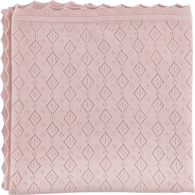 Diamond Pointelle Sweater Blanket, Pink