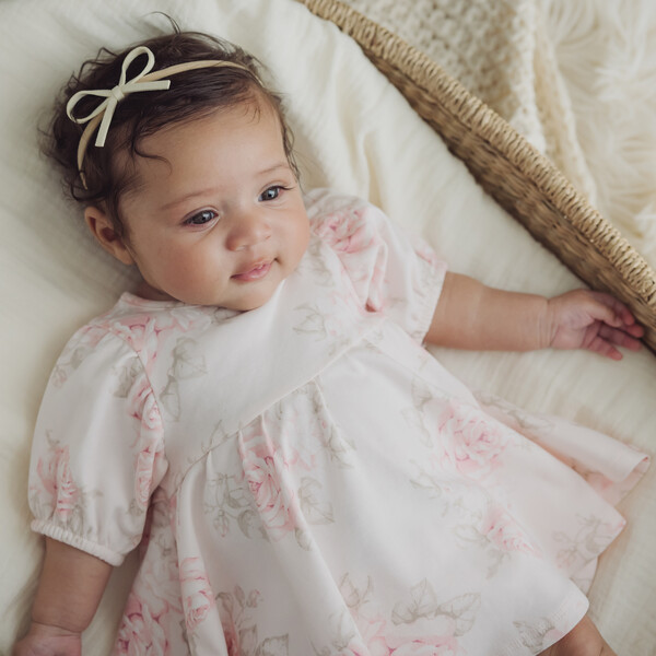 Floral Interlock Dress & Panty Set, Pink - Miniclasix