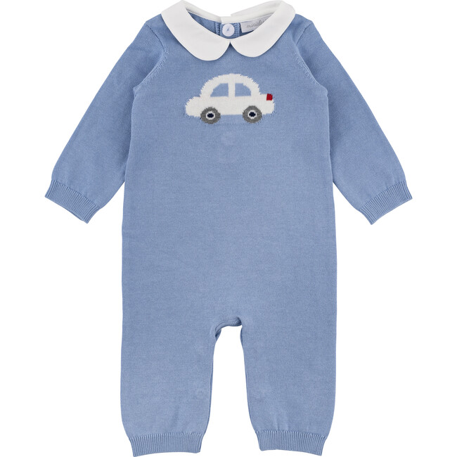 Car Intarsia Sweater Coverall, Blue