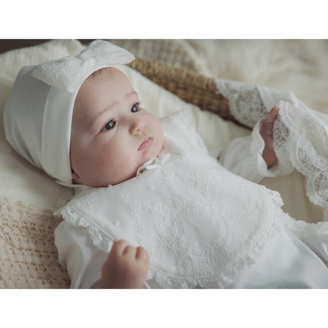 Lace Bib, Cream - Bibs - 2