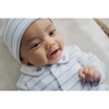 Stripe Footed Coverall & Hat Set, Blue - Footie Pajamas - 3