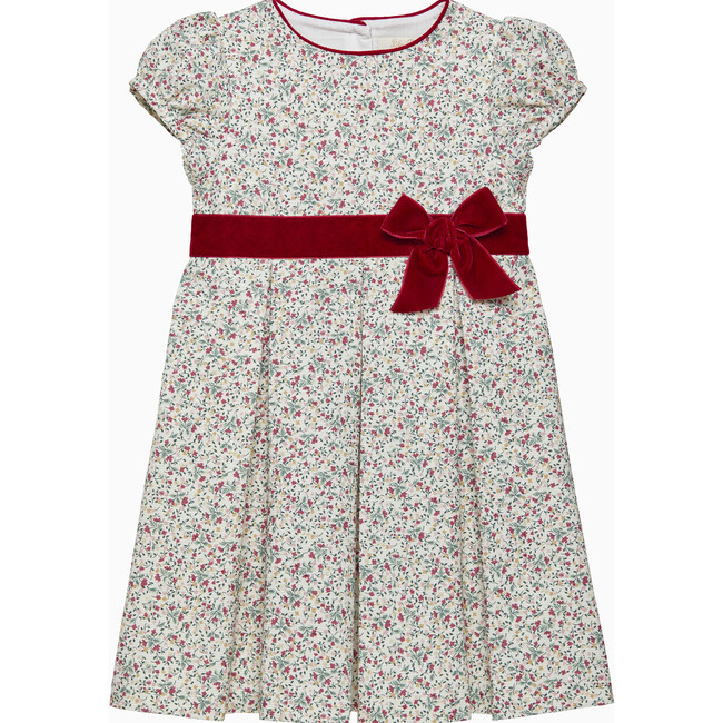 Ruby Floral Velvet Peter Pan Collar Party Dress, Gold