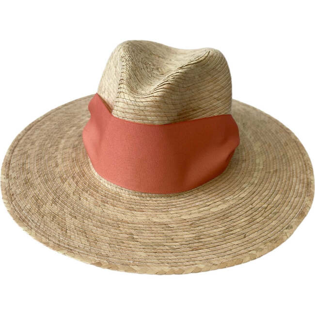 Women's Zinnia Wide & Short Brim Grosgrain Ribbon Sun Hat, Coral