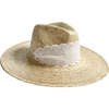 Women's Zinnia Wide & Short Brim Lace Eyelet Ribbon Sun Hat, White - Hats - 1 - thumbnail