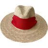 Women's Zinnia Wide & Short Brim Grosgrain Ribbon Sun Hat, Red - Hats - 2