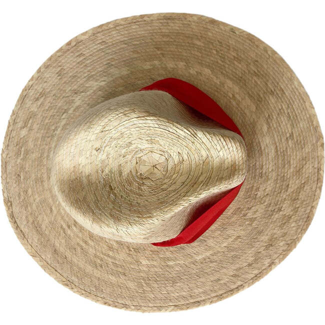 Women's Zinnia Wide & Short Brim Grosgrain Ribbon Sun Hat, Red - Hats - 3