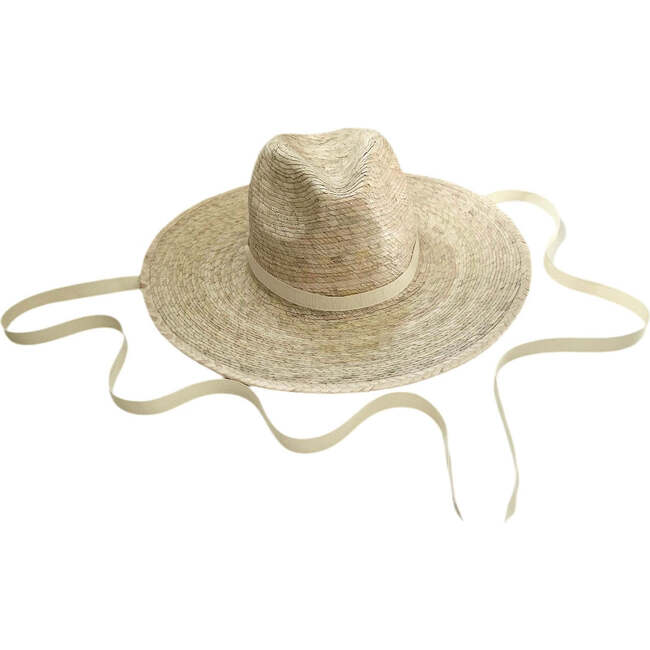 Women's Zinnia Classic Short Brim Long & Thin Grosgrain Ribbon Sun Hat, Ivory