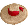 Women's The Hydrangea Wide Grosgrain Ribbon Sun Hat, Red - Hats - 1 - thumbnail