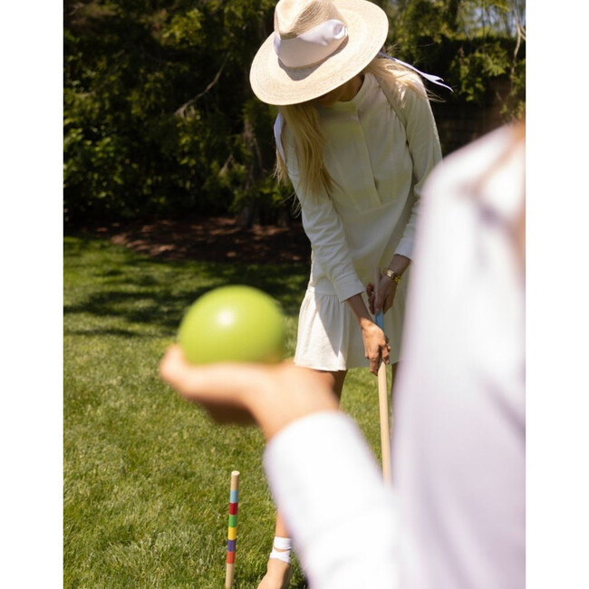 Women's Zinnia Wide & Short Brim Tennis & Croquet Ribbon Sun Hat, White - Hats - 4