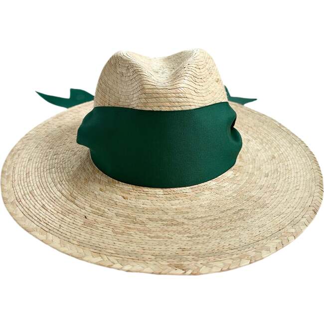 Women's Zinnia Wide & Short Brim Grosgrain Ribbon Masters Sun Hat, Green - Hats - 3