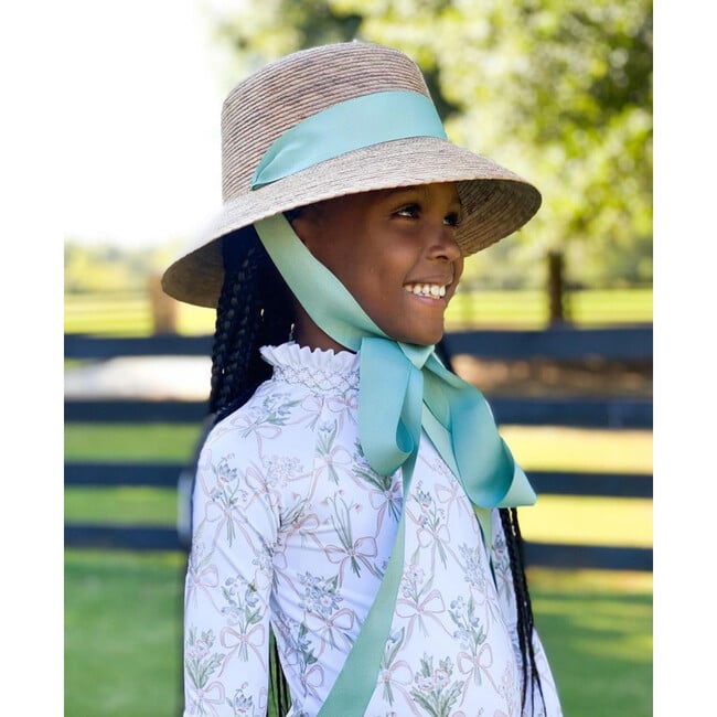 Women's Zinnia Classic Short Brim Long & Thin Grosgrain Ribbon Sun Hat, French Blue - Hats - 5