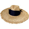 Women's The Hydrangea Wide Grosgrain Ribbon Sun Hat, Navy - Hats - 1 - thumbnail