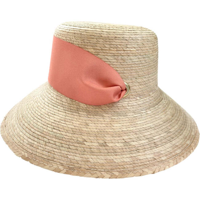 Women's Clematis Wide & Short Brim Grosgrain Ribbon Bucket Hat, Coral