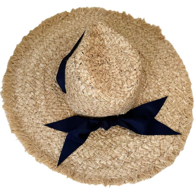 Women's The Hydrangea Wide Grosgrain Ribbon Sun Hat, Navy - Hats - 3