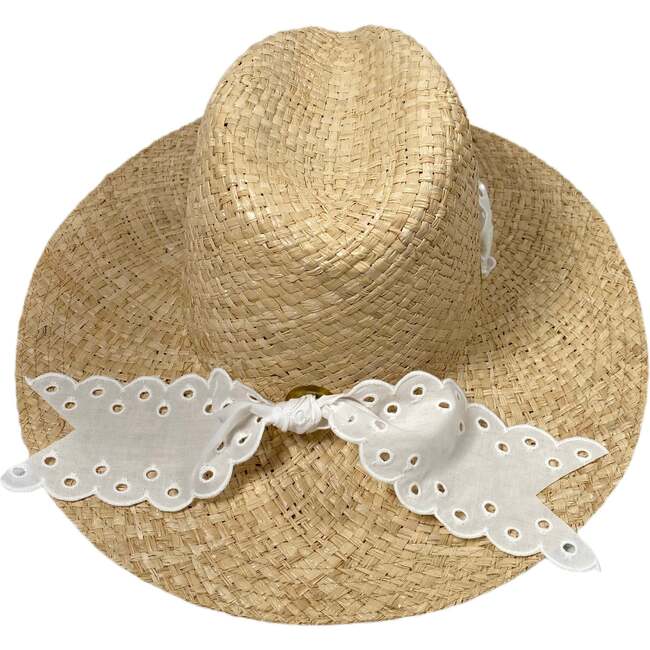 Women's Oleander Antique Eyelet Lace Ribbon Sun Hat, White - Hats - 2