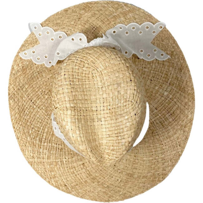 Women's Oleander Antique Eyelet Lace Ribbon Sun Hat, White - Hats - 3