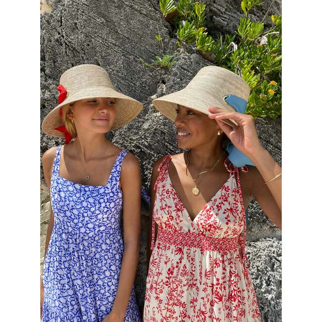 Women's Clematis Wide & Short Brim Grosgrain Ribbon Bucket Hat, Coral - Hats - 2