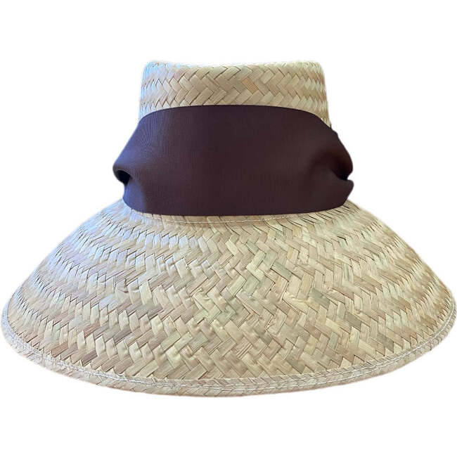 Women's Amaryllis Wide & Short Brim Grosgrain Ribbon Sun Hat, Dark Brown