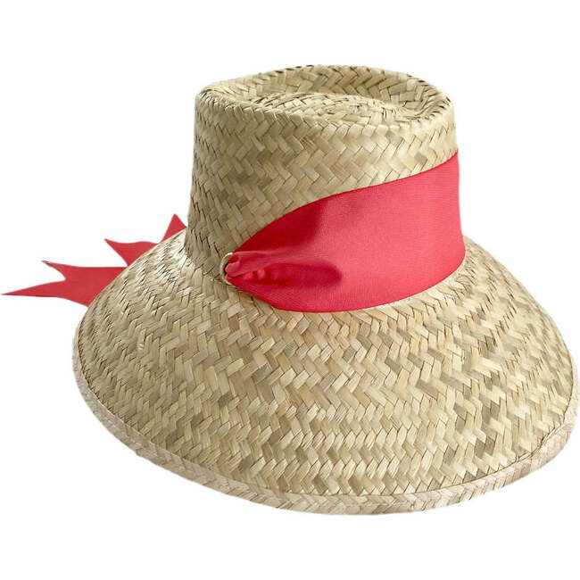 Women's Amaryllis Wide & Short Brim Grosgrain Ribbon Sun Hat, Dark Coral - Hats - 2