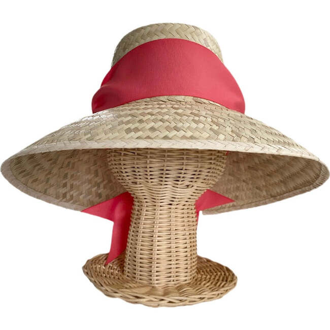 Women's Amaryllis Wide & Short Brim Grosgrain Ribbon Sun Hat, Dark Coral - Hats - 3