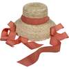 Little Girls Palmetto Long Coral Grosgrain Ribbon Bucket Hat, Rust - Hats - 1 - thumbnail