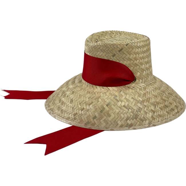 Women's Amaryllis Wide & Short Brim Grosgrain Ribbon Sun Hat, Red - Hats - 2