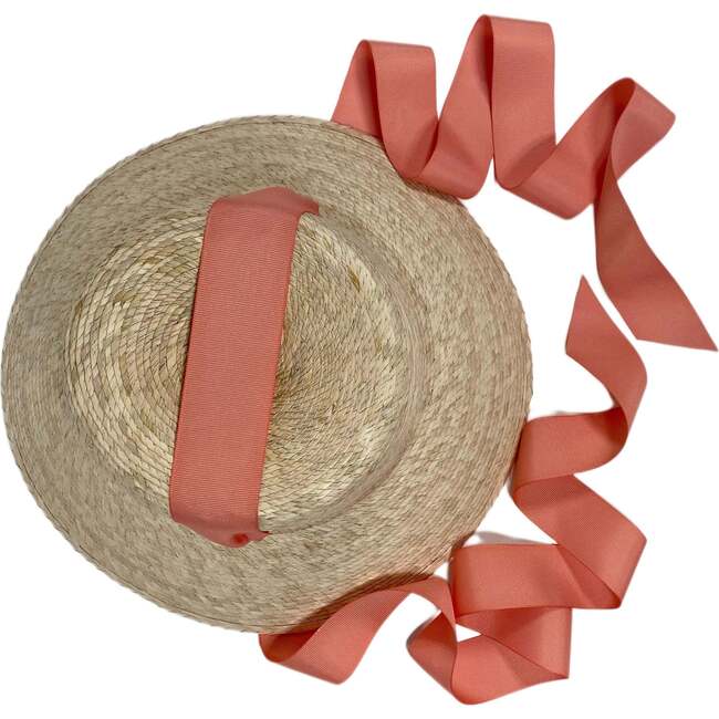 Little Girls Palmetto Long Coral Grosgrain Ribbon Bucket Hat, Rust - Hats - 7