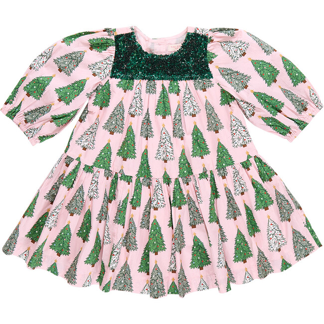 Girls Fiona Dress , Pink Trees