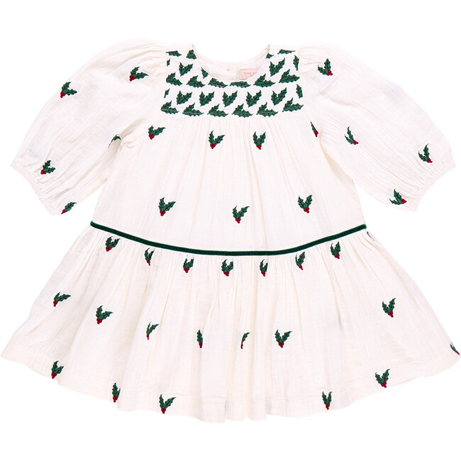 Girls Fiona Dress , Holly Embroidery