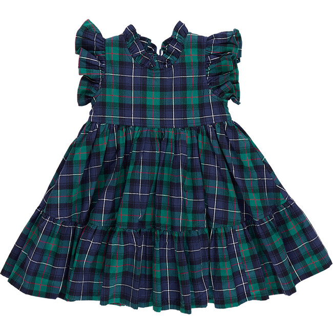 Girls Jennifer Dress , Green Tartan