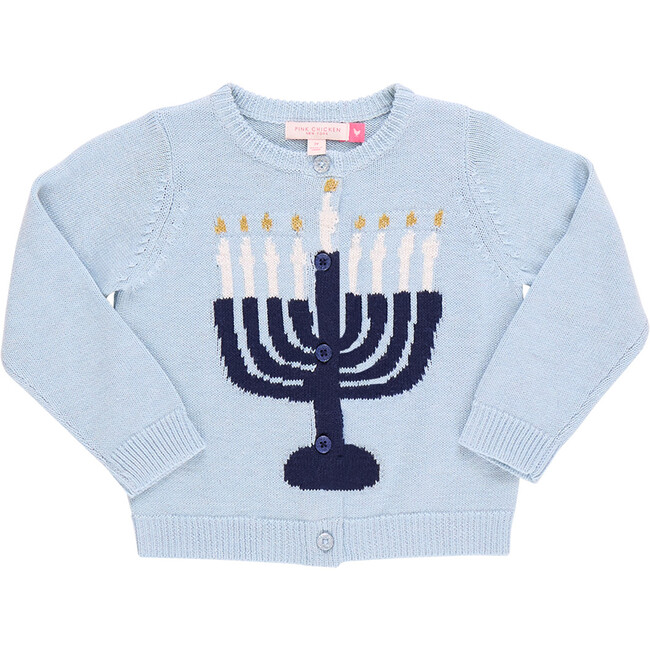 Girls Maude Sweater , Blue Menorah