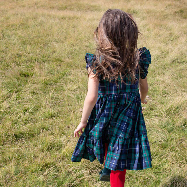 Girls Jennifer Dress , Green Tartan - Dresses - 2