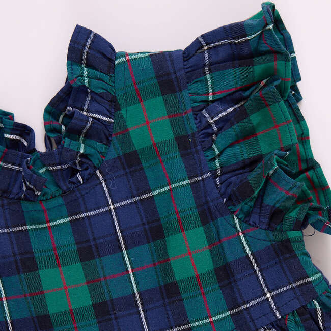 Girls Jennifer Dress , Green Tartan - Dresses - 3