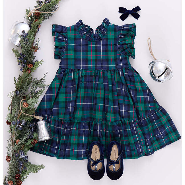 Girls Jennifer Dress , Green Tartan - Dresses - 4