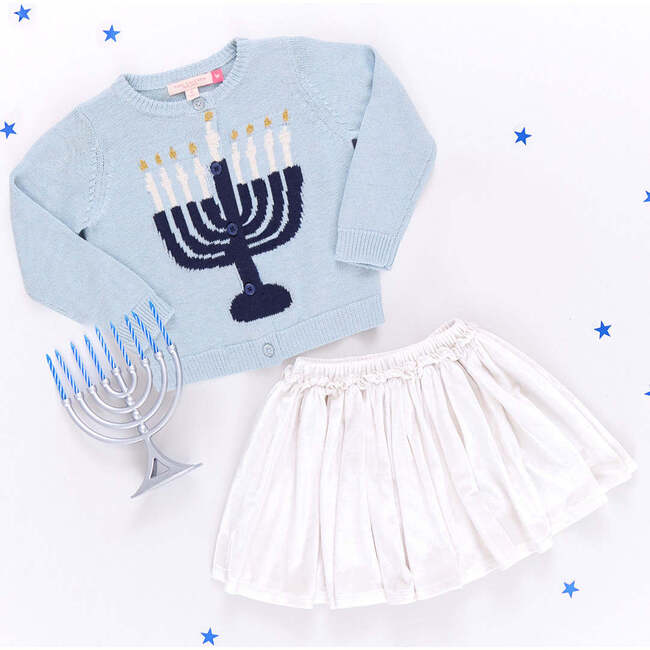 Girls Maude Sweater , Blue Menorah - Sweaters - 5