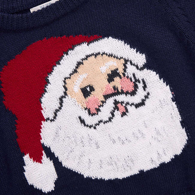 Boys Oliver Sweater , Navy Santa - Sweaters - 3