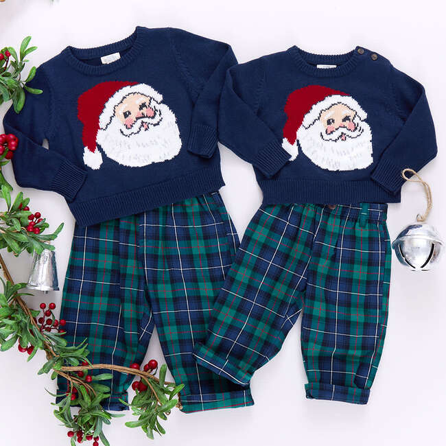 Boys Oliver Sweater , Navy Santa - Sweaters - 4