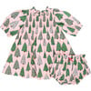 Baby Girls Stevie Puff Sleeve Dress Set , Pink Trees - Dresses - 1 - thumbnail