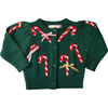 Baby Girls Constance Sweater , Green Candy Cane Bows - Sweaters - 1 - thumbnail