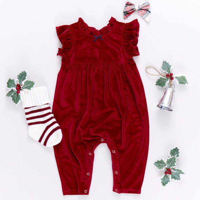 Baby Girls Velour Jennifer Jumper , Red - Rompers - 2