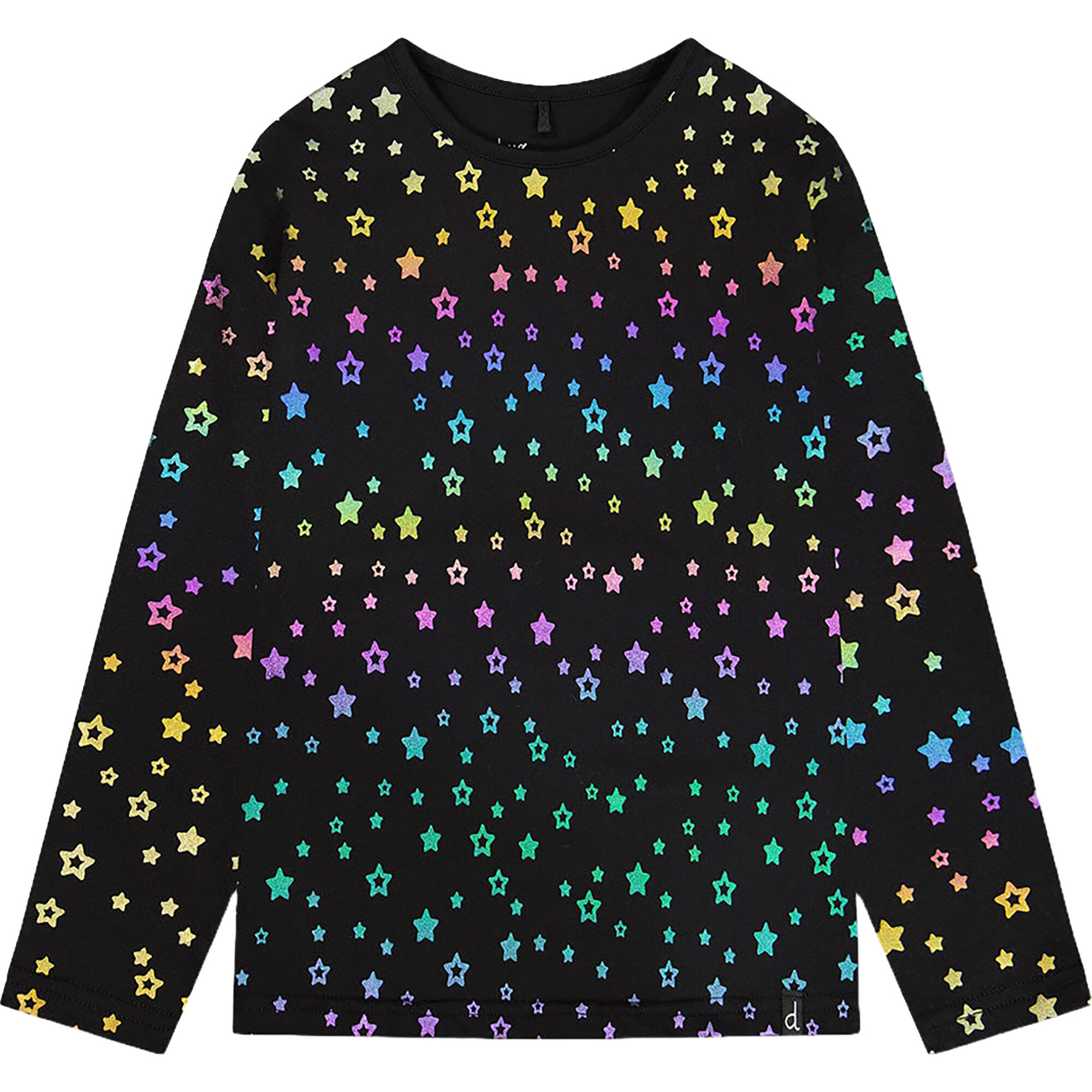 Star Print Long Sleeve T-Shirt Foil, Black - Deux par Deux