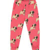 Pug Print All-Over Fleece Sweatpants, Magenta - Sweatpants - 1 - thumbnail