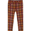 Milano Plaid Pocket Treggings, Magenta & Brown - Leggings - 1 - thumbnail