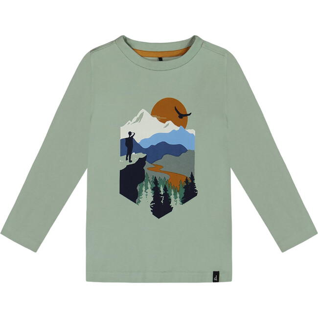 Graphic Print Long Sleeve T-Shirt, Sage