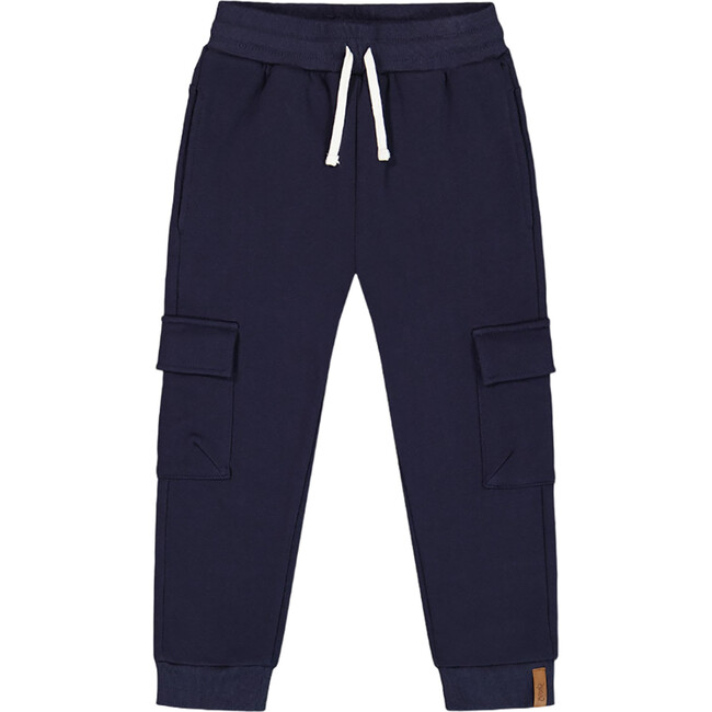 Fleece Sweatpants With Cargo Pockets, Navy